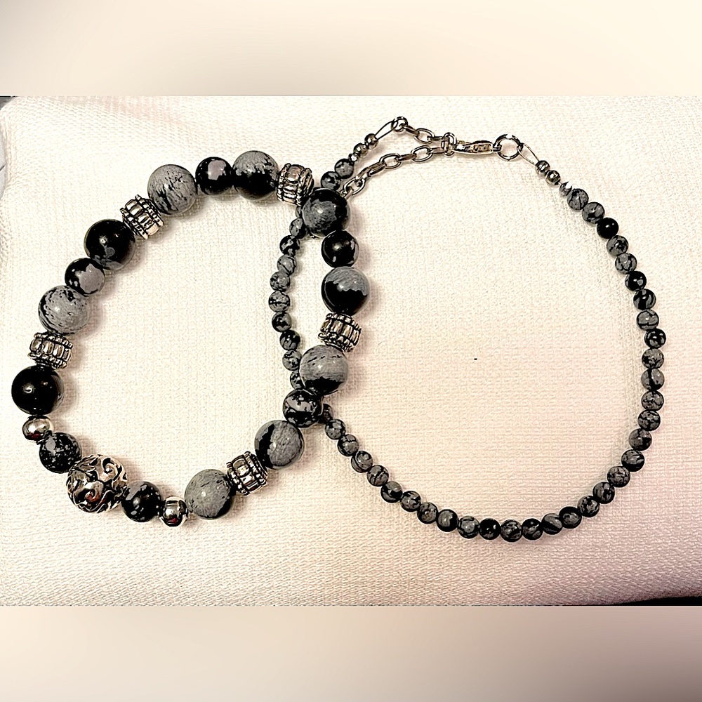 Black Snowflake ❄️ Obsidian Anklet for fash 4ward